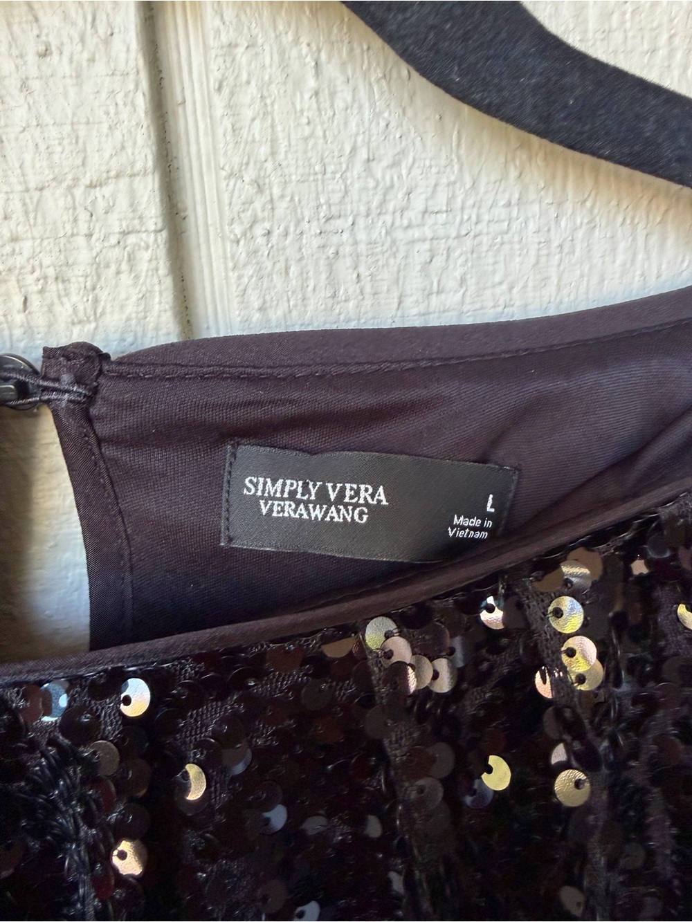 Simply Vera Vera Wang Black Sequin Long Sleeve Pullover Top - Picture 2 of 5